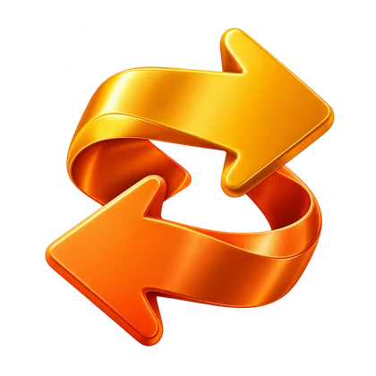 Previous Convert logo: glossy orange conversion arrows.